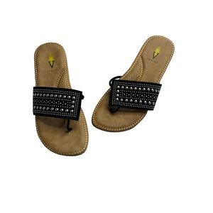 Volatile Black Studded Slip On Sandals Womens Size 10